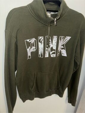 Victoria's Secret PINK Olive Green Half-Zip Pullover